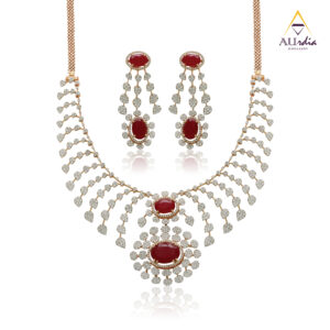 Ruby Royale Cascade Diamond Necklace Set