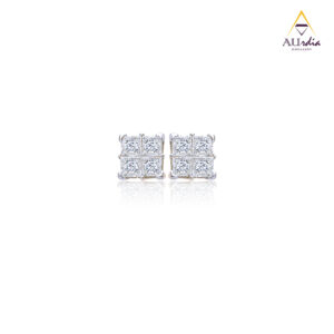 Royal Grid Sparkle Diamond Studs