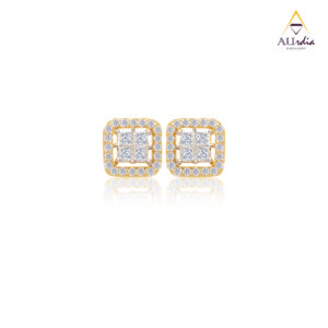 Radiant Princess Halo Diamond Earrings