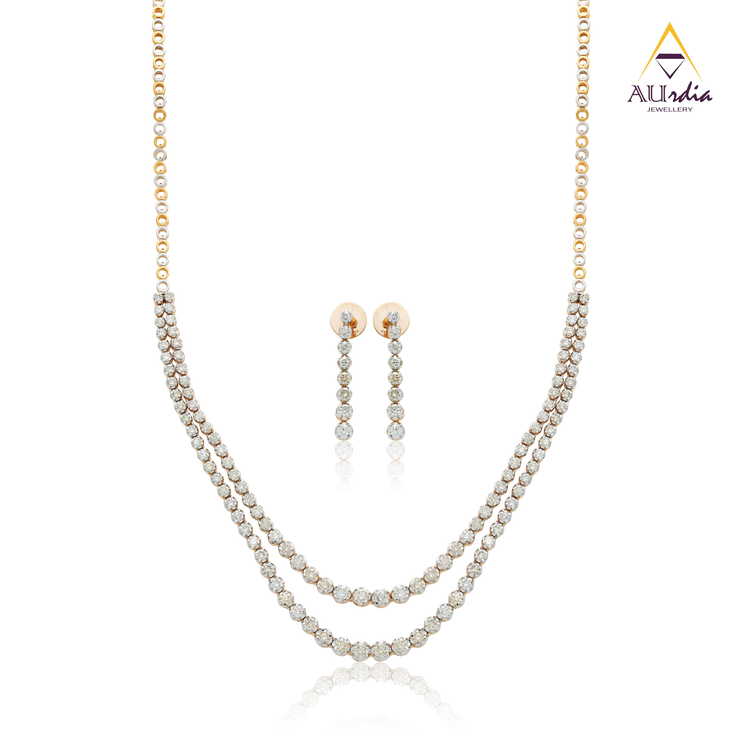 Glistening Cascade Diamond Necklace  Set