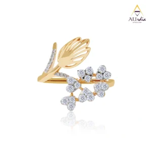 Diamond Leaf & Floral Cluster Ring