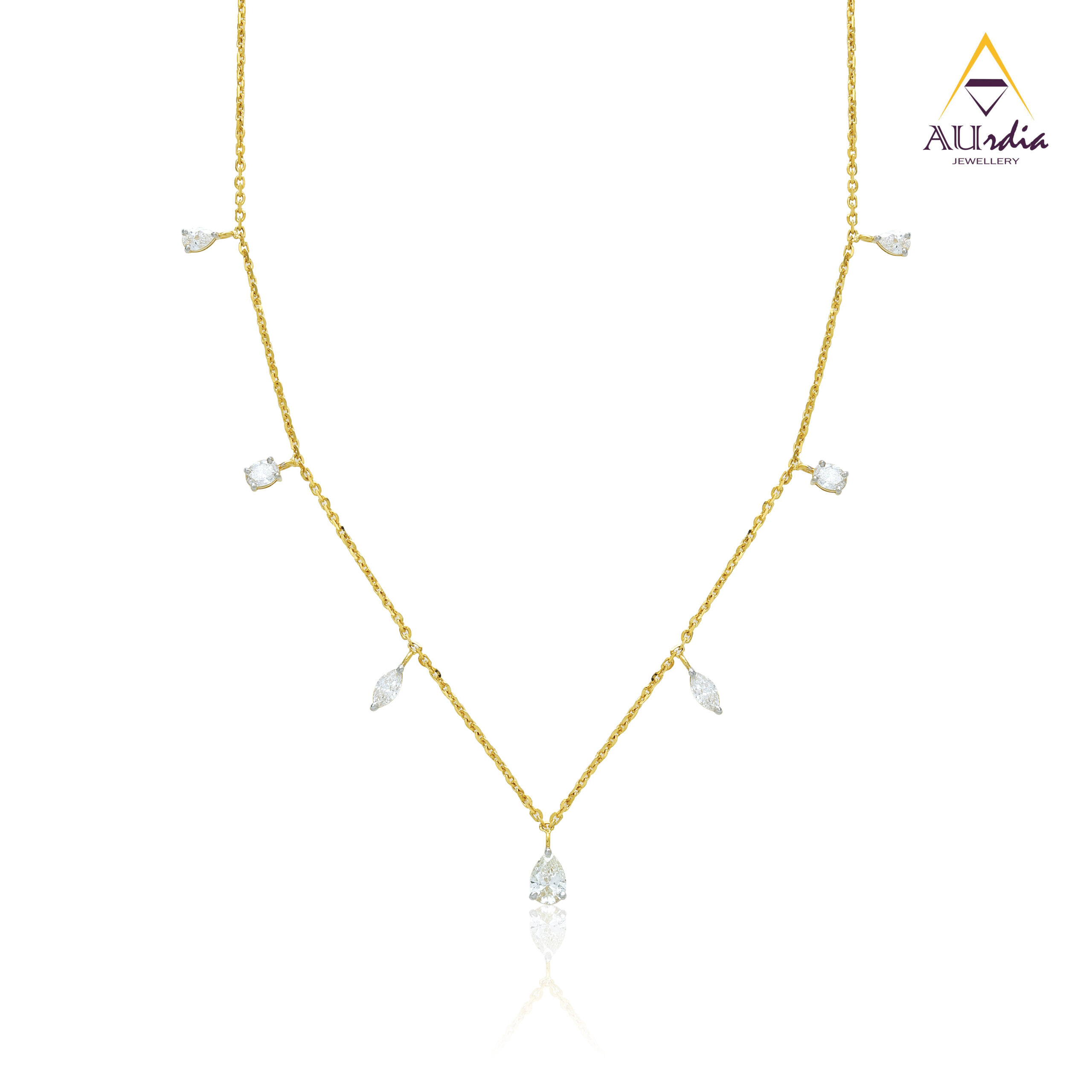 Radiant Droplet Diamond Chain Necklace